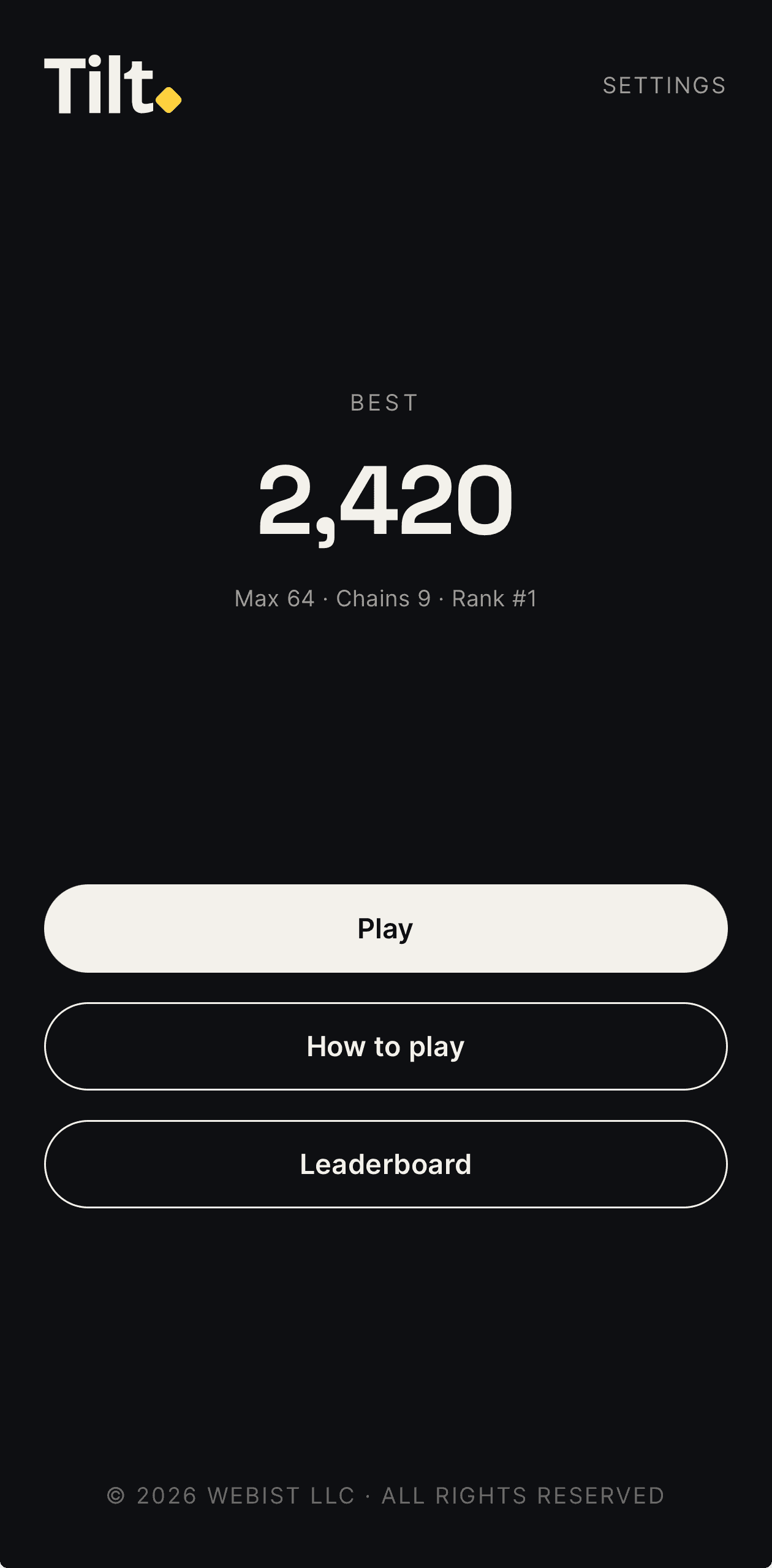 Tilt. home screen